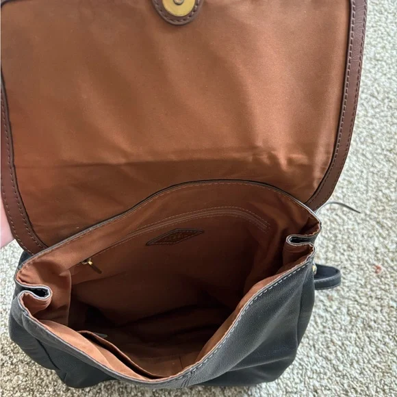 Fossil Black and Brown Leather Backpack - Picture 6 of 9
